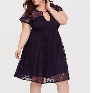 Torrid purple lace trapeze dress size 0